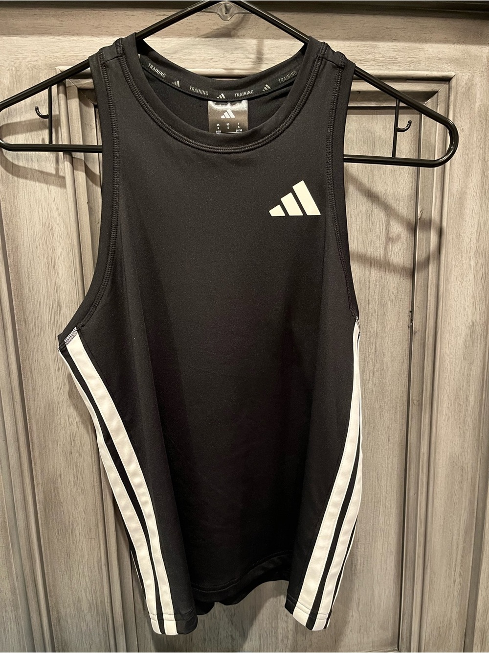 Adidas Black Tank Top with White Side Stripes